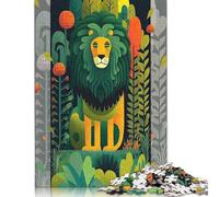 Rompecabezas de 500 piezas de The Abstract Colorful Lion para adultos y adolescentes, rompecabezas para relajarse, 500 piezas (52 x 38 cm)