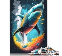 Rompecabezas de 500 Piezas de tiburón del Bosque Encantado para Adultos. Interesante Rompecabezas para Reducir el estrés, Ideal para Regalar a Familiares y Amigos (52 x 38 cm).