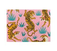 Rompecabezas de 500 Piezas de Tigres Bailando sobre un Tigre asiático Rosa, Dorado, Naranja y Negro. Rompecabezas de Madera para Adultos Mayores.