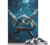 Rompecabezas de 500 Piezas de Tortuga buceando en el océano Azul para Adultos, Rompecabezas de Madera, Juguete Educativo antiestrés, 500 Piezas (52 x 38 cm)
