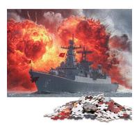 Rompecabezas de 500 Piezas de un Buque de Guerra en Llamas para Adultos, Ideal para Adolescentes a Partir de 12 años. Regalo de Nochebuena (52 x 38 cm).