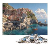 Rompecabezas de 500 Piezas de un Vibrante Pueblo costero Junto al mar. Rompecabezas creativos de Madera Cuadrados para Adultos, 500 Piezas (52 x 38 cm).