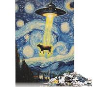 Rompecabezas de 500 Piezas de una Vaca secuestrada por un ovni para Adultos y Adolescentes. Regalos de 500 Piezas (52 x 38 cm).