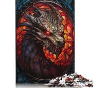 Rompecabezas de 500 Piezas de vitrales con diseño de dragón para Adultos, de Madera, con diseño Creativo, 52 x 38 cm.