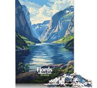 Rompecabezas de 500 Piezas del Parque Nacional de los Fiordos de Noruega, Rompecabezas de Madera para Adultos y decoración del hogar (52 x 38 cm)