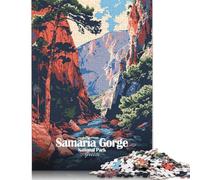 Rompecabezas de 500 Piezas del Parque Nacional de Samaria Gorge, Grecia, para Adultos y Amantes de los Rompecabezas de Madera (52 x 38 cm)