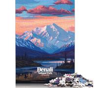 Rompecabezas de 500 Piezas del Parque Nacional Denali, Alaska, con paisajes Cuadrados, para Adultos y Rompecabezas de Madera, para decoración del hogar, 500 Piezas (52 x 38 cm)