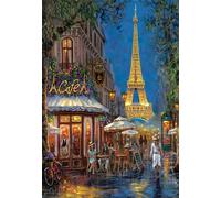 Clementoni - Puzzle adulto 500 piezas 'Night at the Eiffel Café' Compact Box 35577