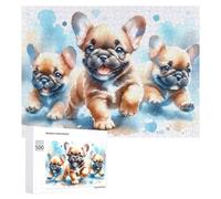 Rompecabezas de 500 piezas para adolescentes, adorables cachorros de bulldog francés, juego práctico para mejorar la memoria para cumpleaños, Navidad, 500 piezas