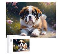Rompecabezas de 500 piezas para adolescentes, cachorro de campo floral, 1 rompecabezas para adultos, juego familiar pero divertido y divertido en actividades en casa, 500 piezas