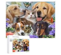 Rompecabezas de 500 piezas para adolescentes, cachorros, gatitos, mariposas y flores, rompecabezas para adultos, juego práctico, difícil interacción entre padres e hijos, 500 piezas