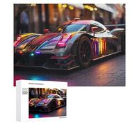Rompecabezas de 500 piezas para adolescentes, ciudad de neón, coche de carreras, rompecabezas de bricolaje, una obra de arte como regalo para toda la familia, 500 piezas