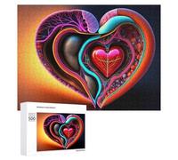 Rompecabezas de 500 piezas para adolescentes, colorido corazón, anatomía, obras de arte, juegos de relajación, desafío difícil, regalos únicos para cumpleaños y Navidad, 500 unidades
