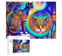 Rompecabezas de 500 piezas para adolescentes, colorido diseño de gato de fantasía, 1 rompecabezas para decoración de pared, difícil, duro, único, regalo de cumpleaños y Navidad, 500 piezas