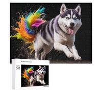 Rompecabezas de 500 piezas para adolescentes, colorido rompecabezas de explosión de cola de husky para adultos, juego práctico pero divertido y divertido como regalo para toda la familia, 500 piezas