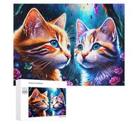 Rompecabezas de 500 piezas para adolescentes, coloridos gatitos de fantasía para adultos, juegos relajantes, análisis y lógica de interacción entre padres e hijos, 500 piezas
