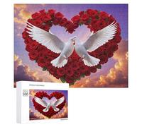 Rompecabezas de 500 piezas para adolescentes, corazón de amor con palomas, rompecabezas para adultos, juegos relajantes, análisis e interacción lógica entre padres e hijos, 500 piezas