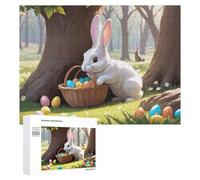 Rompecabezas de 500 piezas para adolescentes Easter Bunny Basket Eggs-2 Puzzles para adultos, juego familiar, análisis y lógica, alivio del estrés, regalos, 500 unidades