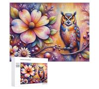Rompecabezas de 500 piezas para adolescentes, fantasía, búho, floral, obras de arte, para adultos, juegos familiares, carreras de velocidad de mano para cumpleaños, Navidad, 500 unidades