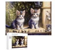 Rompecabezas de 500 piezas para adolescentes, gatitos caprichosos, un país de las maravillas con bigotes, juguete para decoración de pared, difícil, duro, único, regalos de cumpleaños y Navidad, 500