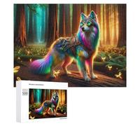 Rompecabezas de 500 piezas para adolescentes, lobo steampunk en bosque encantado, rompecabezas para adultos, juegos divertidos, regalo de cumpleaños, regalos únicos de cumpleaños y Navidad, 500 piezas