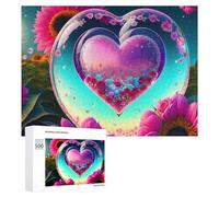 Rompecabezas de 500 piezas para adolescentes románticos con burbujas de corazón para jardín, juguetes de bricolaje, una obra de arte como regalo para toda la familia, 500 piezas
