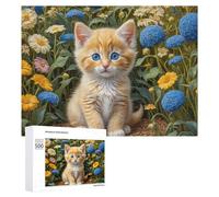 Rompecabezas de 500 piezas para adolescentes, rompecabezas de gatitos de jardín floral para adultos, juegos relajantes, mejora la memoria, regalos para amigos y familiares, 500 unidades