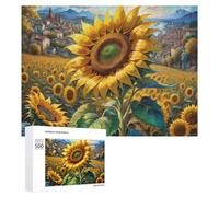 Rompecabezas de 500 piezas para adolescentes, rompecabezas de girasol, pintura de campo, juego práctico para mejorar la memoria para cumpleaños, Navidad, 500 piezas