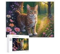 Rompecabezas de 500 piezas para adolescentes, rompecabezas floral, bosque, gato, camino, juego práctico, mejora la memoria para cumpleaños, Navidad, 500 piezas