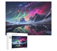 Rompecabezas de 500 piezas para adolescentes, rompecabezas galáctico de aurora reflejos, juego práctico para mejorar la memoria para cumpleaños, Navidad, 500 piezas