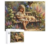 Rompecabezas de 500 piezas para adolescentes y niñas con cachorro en el jardín, rompecabezas para adultos, juegos relajantes, análisis e interacción lógica entre padres e hijos, 500 piezas