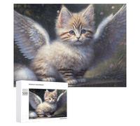Rompecabezas de 500 piezas para adultos, ángel y gatito, arte de fantasía, juego familiar, difícil trato, regalo para toda la familia, 500 piezas