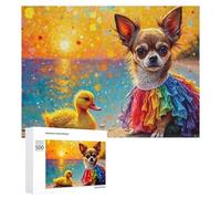 Rompecabezas de 500 piezas para adultos, arco iris, chihuahua y pato, juego familiar, difícil y difícil como regalo para toda la familia, 500 piezas