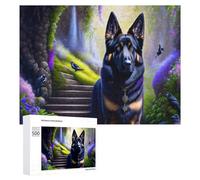 Rompecabezas de 500 piezas para adultos, bosque de fantasía con pastor alemán, rompecabezas para adultos, juego de rompecabezas para mejorar la memoria, cumpleaños y regalos únicos, 500 piezas