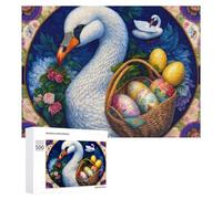 Rompecabezas de 500 piezas para adultos, cesta de huevos de Pascua con cisnes, rompecabezas para adultos, juegos de relajación para diversión familiar, ideal como regalo, 500 piezas