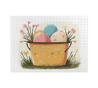 Rompecabezas de 500 piezas para adultos con diseño de cubo de primavera, Pascua, huevos de campo, decoraciones impresas para fiestas de entretenimiento