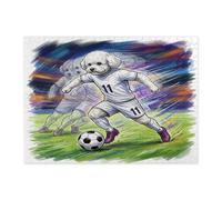 Rompecabezas de 500 piezas para adultos con diseño de perro bichón frise de fútbol 2026, rompecabezas de madera para el día del partido, cachorro regatea, decoración deportiva impresa para