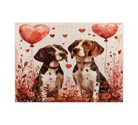 Rompecabezas de 500 piezas para adultos con diseño de perro de pelo corto alemán para el día de San Valentín, divertidos rompecabezas de madera para parejas, cachorros, decoración de patrón de amante
