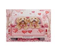 Rompecabezas de 500 piezas para adultos con diseño de perro garabato dorado para el día de San Valentín, rompecabezas de madera para cachorros, decoración de patrón de pareja para entretenimiento en