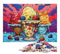 Rompecabezas de 500 Piezas para Adultos con Forma de Helado Sundae. Rompecabezas de Madera para Adultos, Juguete Educativo e Intelectual antiestrés. 500 Piezas (52 x 38 cm).