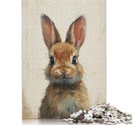 Rompecabezas de 500 Piezas para Adultos, con la Mirada cálida de un Conejito, de Madera, para divertirse en Familia y Jugar en la Noche, 52 x 38 cm.