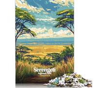 Rompecabezas de 500 Piezas para Adultos del Parque Nacional del Serengeti, Tanzania. Rompecabezas de Madera para decoración del hogar, Regalos navideños, 52 x 38 cm.