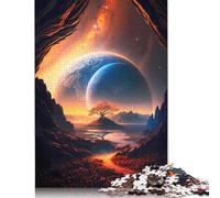 Rompecabezas de 500 Piezas para Adultos, diseño de Dios, árbol, Planeta y Cosmos, de Madera, Ideal para decoración del hogar, Regalos navideños, 52 x 38 cm.