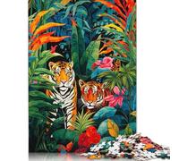 Rompecabezas de 500 Piezas para Adultos, diseño de Dos Tigres de la Selva, Rompecabezas de Madera, Juego Educativo, Juguete de desafío, 500 Piezas (52 x 38 cm)