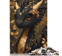 Rompecabezas de 500 Piezas para Adultos, diseño de dragón Chibi Negro, Familia (52 x 38 cm).