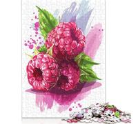 Rompecabezas de 500 Piezas para Adultos, diseño de frambuesas de Acuarela, de Madera, para Adultos y Adolescentes (Mayores de 14 años), 500 Piezas (52 x 38 cm)