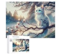 Rompecabezas de 500 piezas para adultos, diseño de gato del bosque encantado, fantasía, rompecabezas para adultos, juego para mejorar la memoria, cumpleaños y regalos únicos, 500 piezas