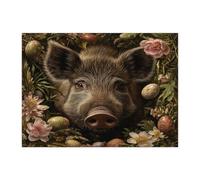 Rompecabezas de 500 piezas para adultos, diseño de jabalí y vida silvestre de primavera, Pascua, huevos de animales estéticos, decoración escénica impresa para entretenimiento creativo