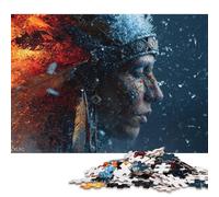 Rompecabezas de 500 Piezas para Adultos, diseño de máscara de Fuego y Hielo de Native Spirit, Rompecabezas creativos de Madera, Juego desafiante, 500 Piezas (52 x 38 cm)