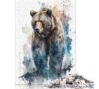 Rompecabezas de 500 Piezas para Adultos, diseño de Oso de Acuarela, de Madera, para Adultos y Adolescentes (Mayores de 14 años), 500 Piezas (52 x 38 cm)